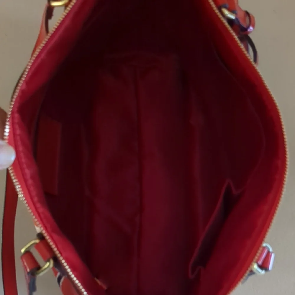 Coach Red and Black Floral Shoulder Bag - Picture 6 of 8